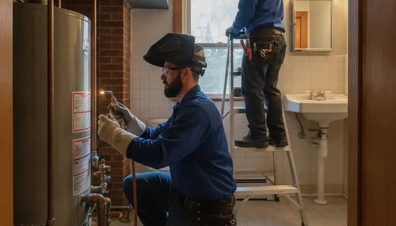 Milwaukee, WI plumber repairing a leak for residential plumbing service