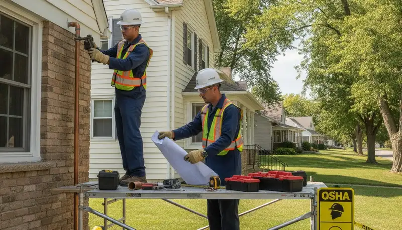 Milwaukee WI plumber repairing a residential pipe for fast plumbing service