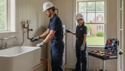 Milwaukee, WI plumber repairing a pipe for a residential plumbing service
