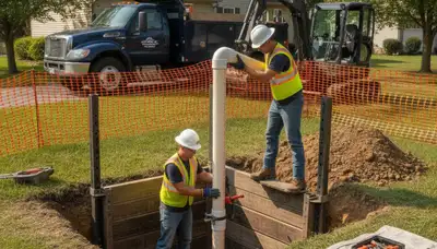 Milwaukee, WI plumbers inspecting septic repair service for a local home