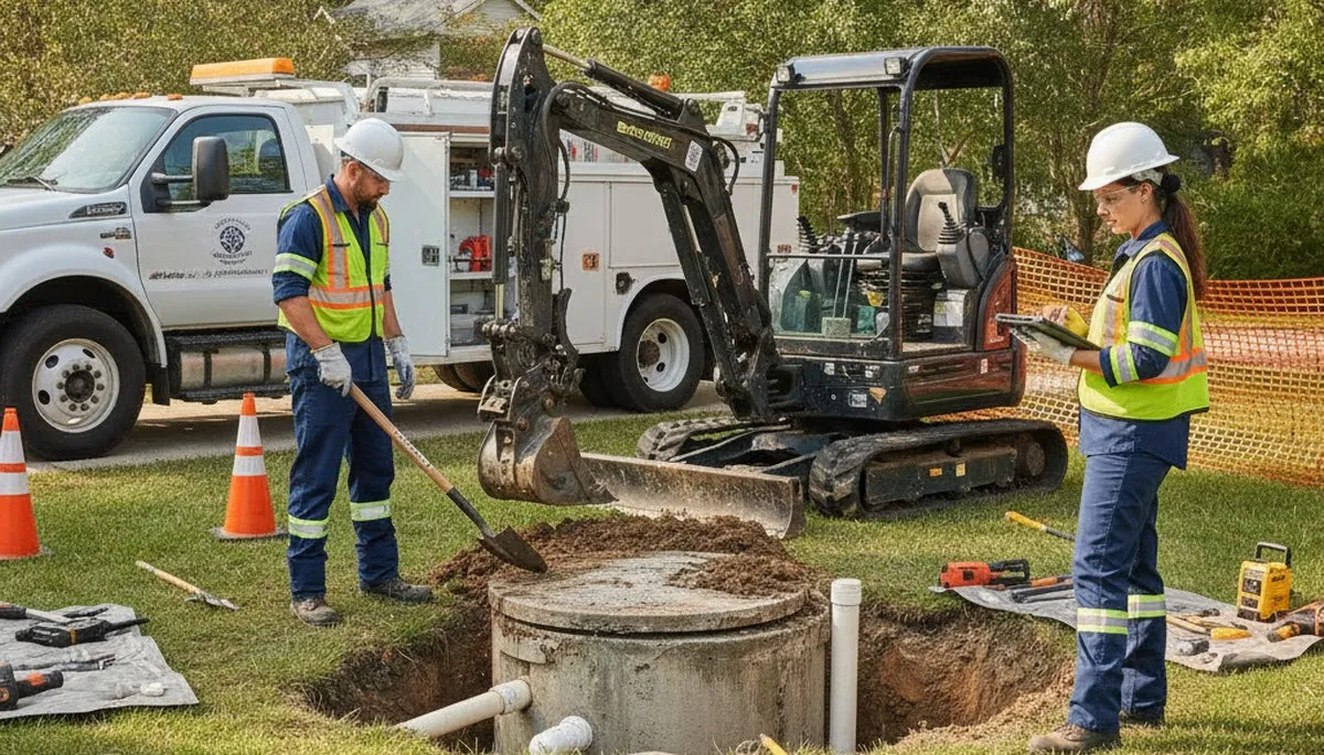 Milwaukee, WI plumber repairing a septic system for residential plumbing service