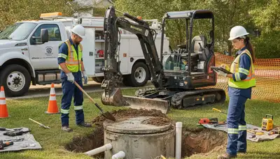 Milwaukee, WI plumber repairing a septic system for residential plumbing service