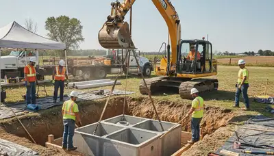 Milwaukee, WI plumbers installing a septic tank for a residential plumbing service