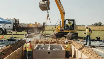Milwaukee, WI plumber installing septic tank for residential plumbing service