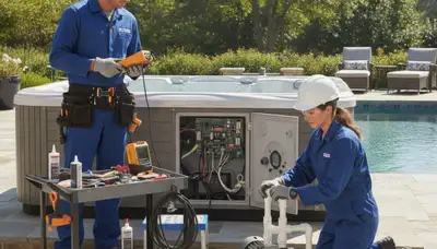 Milwaukee, WI plumber repairing a home spa for leaks, jets, and heating issues