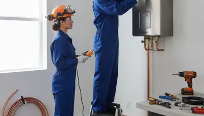 Milwaukee, WI plumber installing a tankless water heater for reliable on-demand hot water