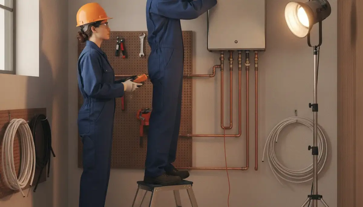 Milwaukee plumber installing tankless water heater for on-demand hot water service