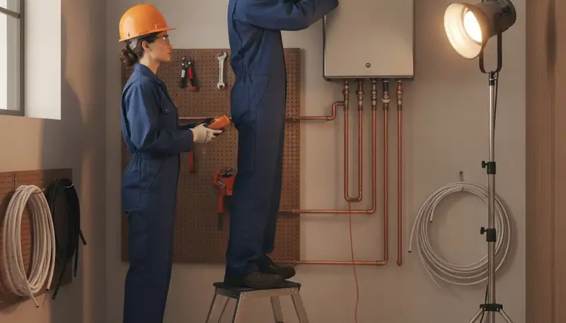 Milwaukee plumber installing tankless water heater for on-demand hot water service