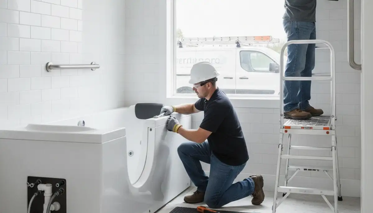 Walk-in tub installation for safer bathing in Milwaukee, WI by professional plumbers