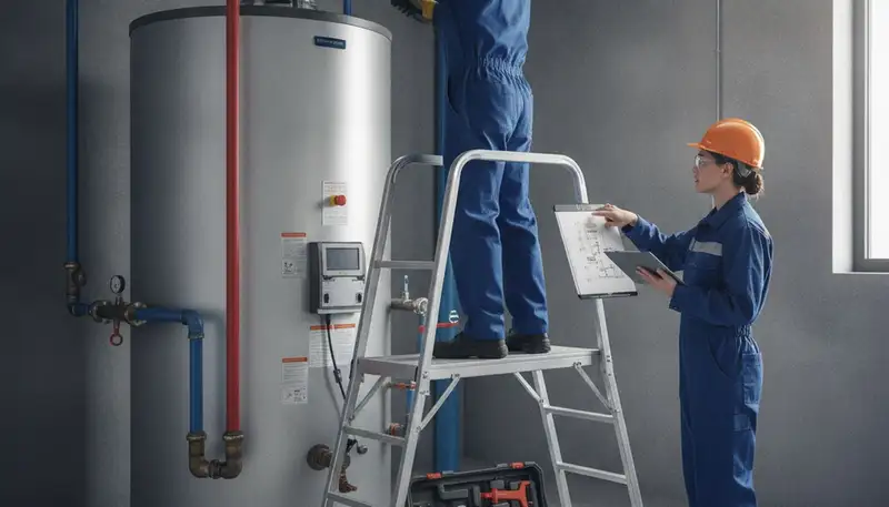 Milwaukee, WI plumber repairing a water heater for reliable home plumbing service